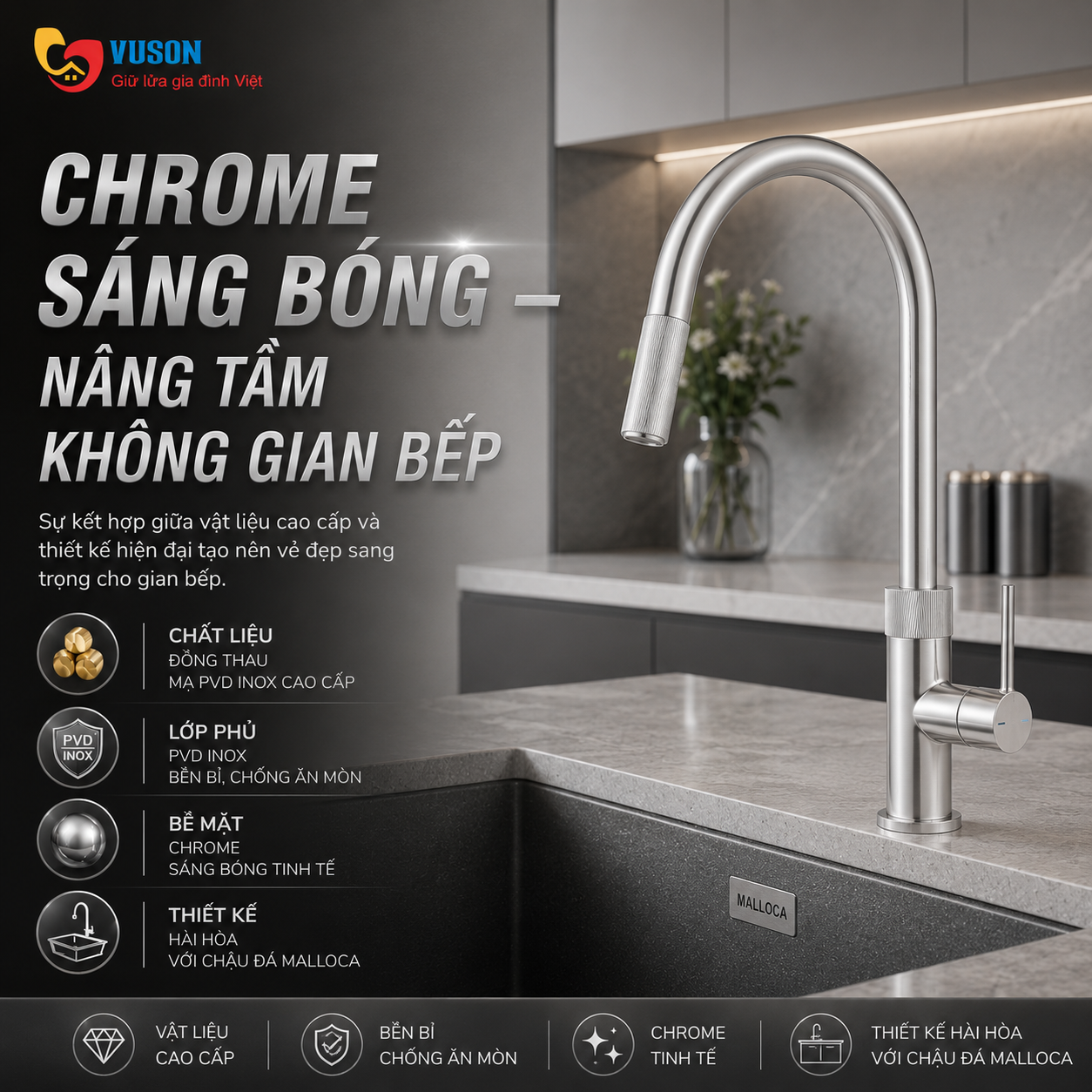 Vòi rửa bát Malloca K1090SS