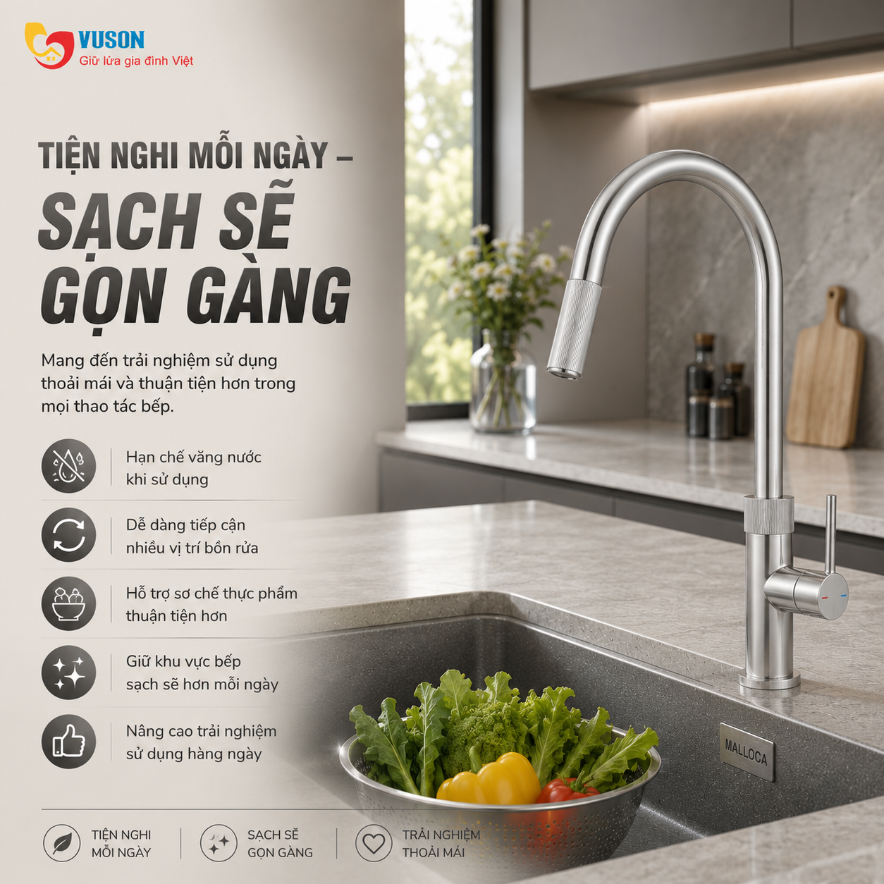 Vòi rửa bát Malloca K1090SS