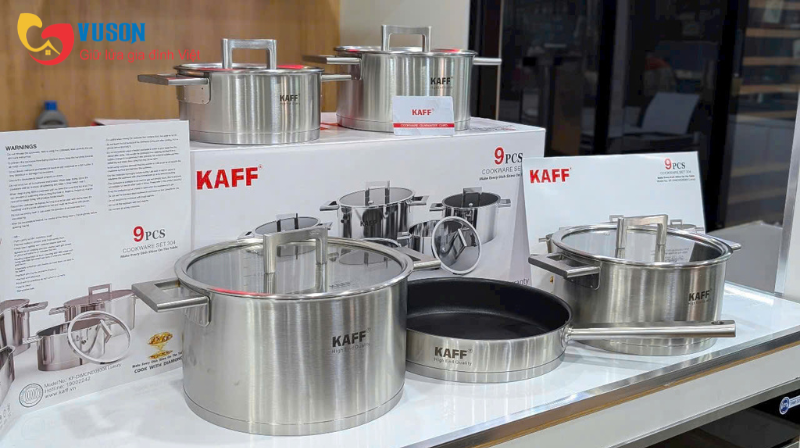BỘ NỒI CHẢO INOX 9 MÓN Kaff KF - DIAMON09304 Luxury
