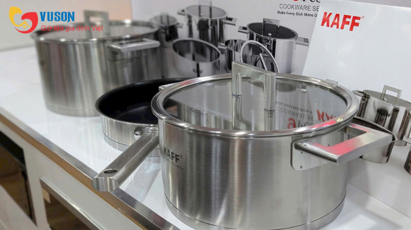 BỘ NỒI CHẢO INOX 9 MÓN Kaff KF - DIAMON09304 Luxury