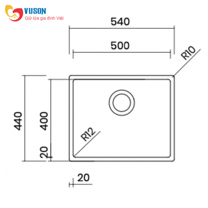 CHẬU RỬA BÁT 1 HỐ Nobinox TASCA PURA NT654U