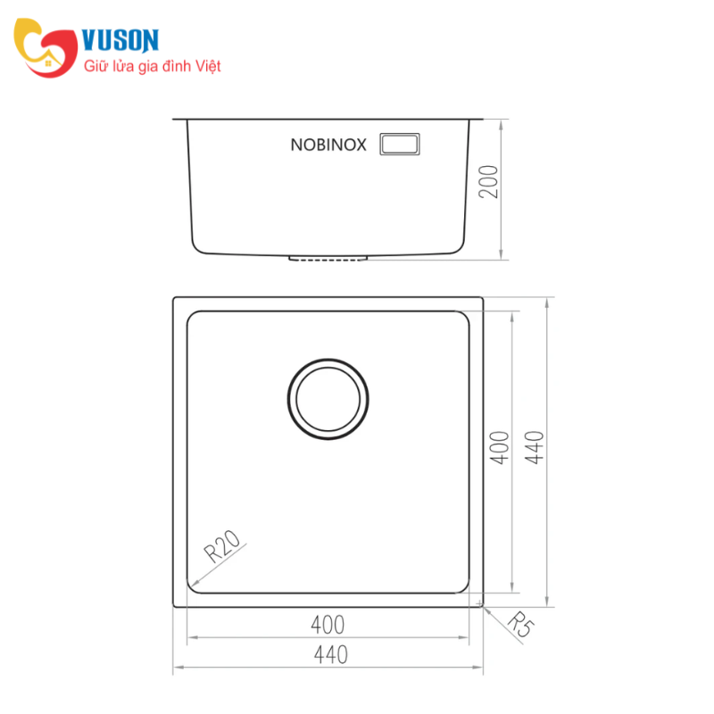 Chậu rửa bát NOBINOX ARVO V444