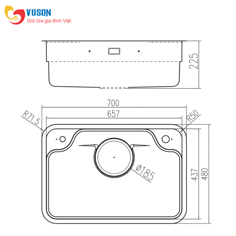 Chậu rửa bát NOBINOX LIKEN 770D