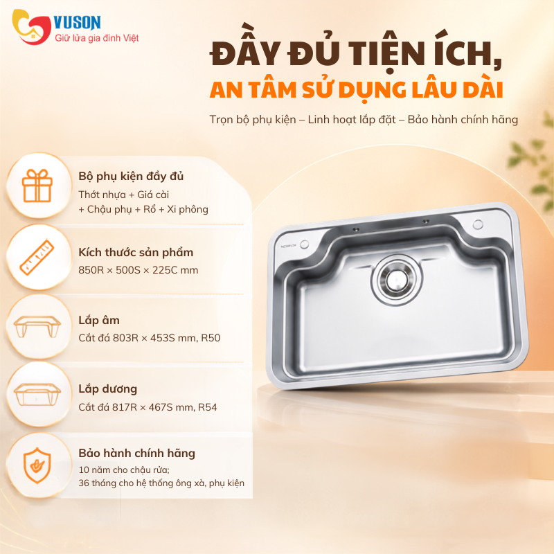 Chậu rửa bát NOBINOX LIKEN NL890D