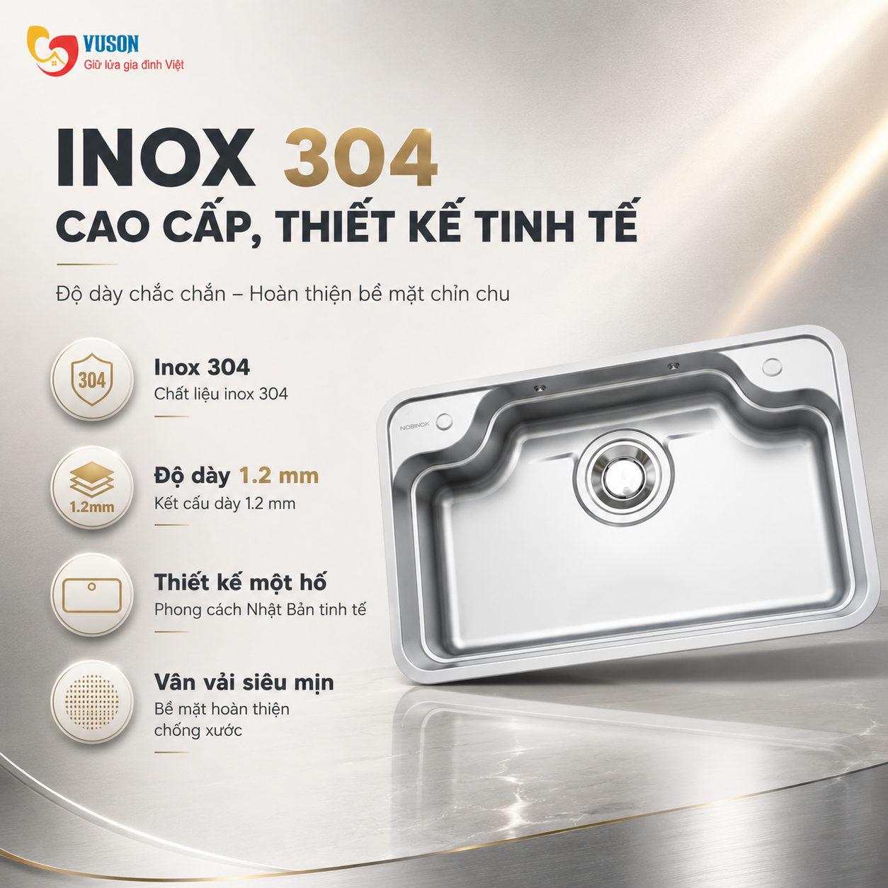 Chậu rửa bát NOBINOX LIKEN NL890D