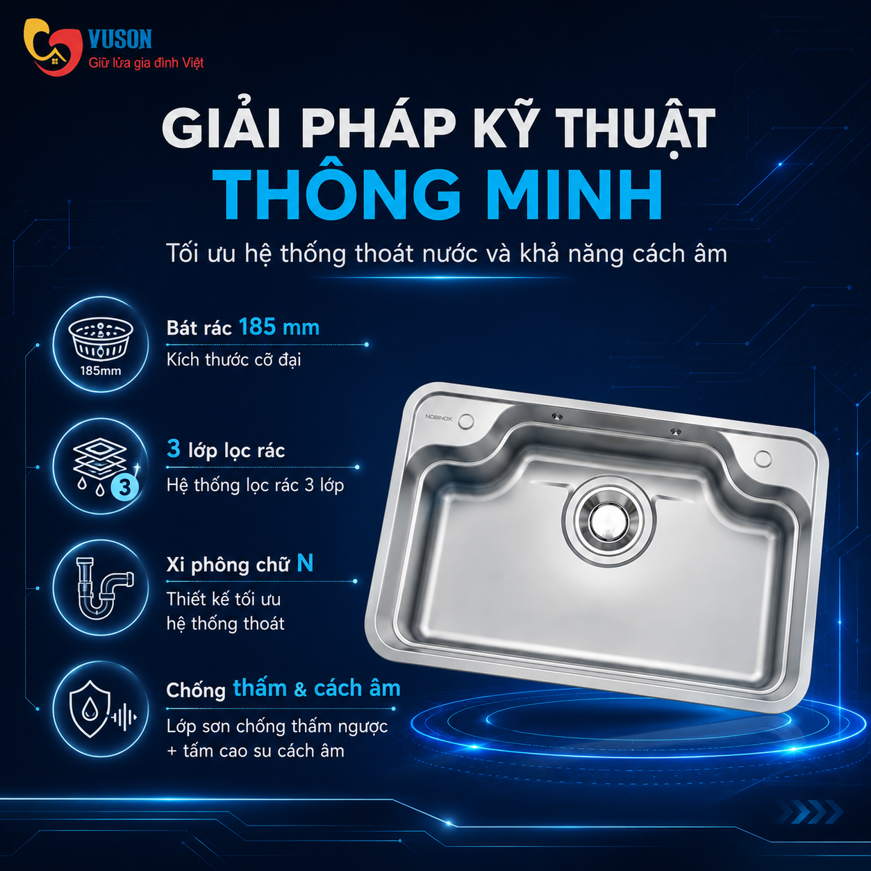 Chậu rửa bát NOBINOX LIKEN NL890D