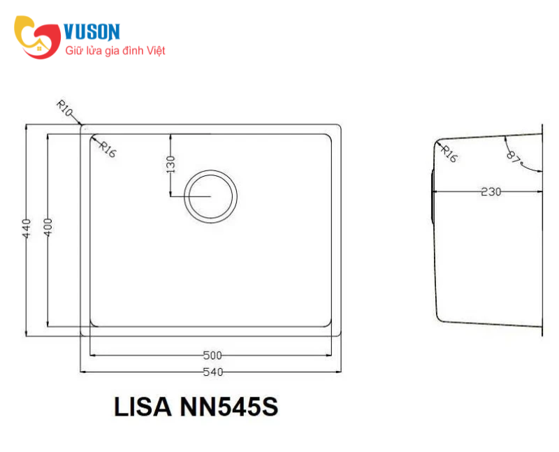 Chậu rửa bát NOBINOX LISA NN545S