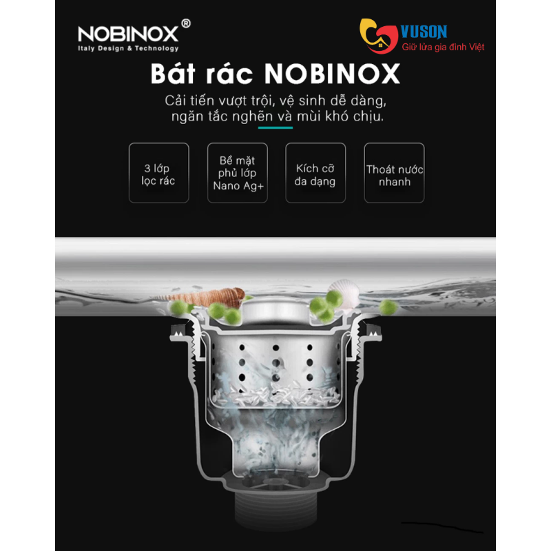 Chậu rửa bát NOBINOX LUMIA NJ508D