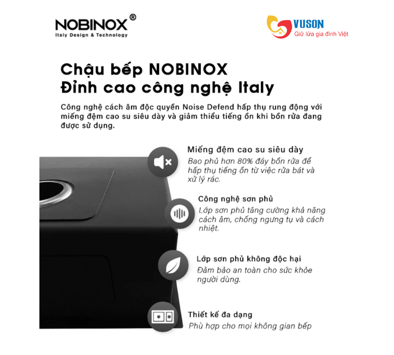 Chậu rửa bát NOBINOX LUMIA NJ508D