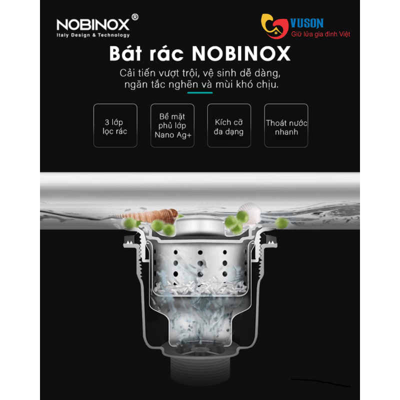 Chậu rửa bát NOBINOX LUMIA NJ511B