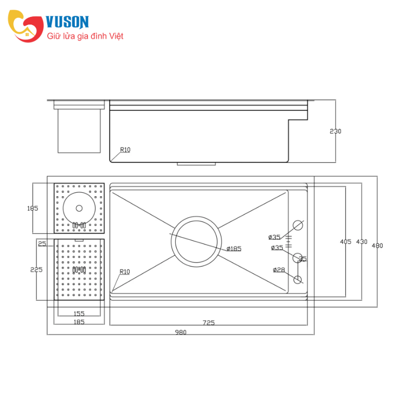Chậu rửa bát NOBINOX LUMIA NJ511B