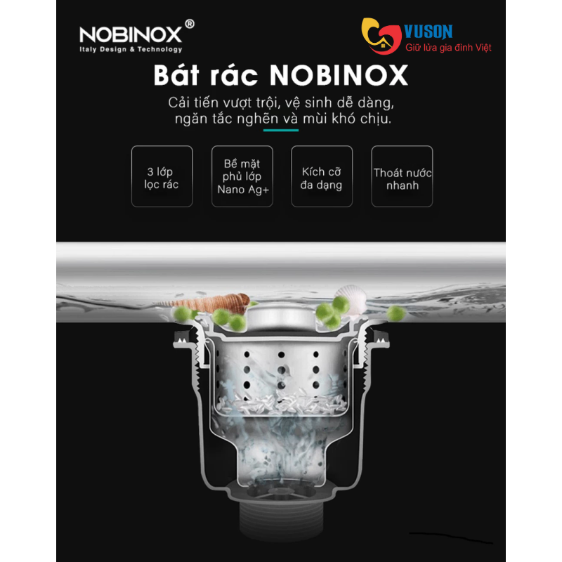 Chậu rửa bát NOBINOX LUMIA NJ513B