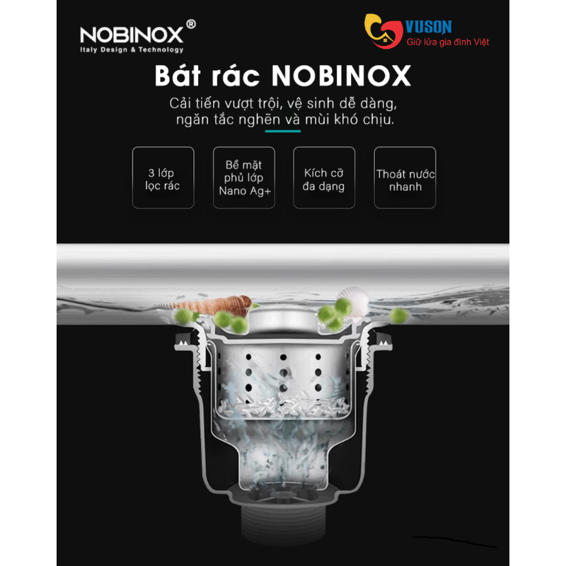 Chậu rửa bát NOBINOX LUMIA NJ558B