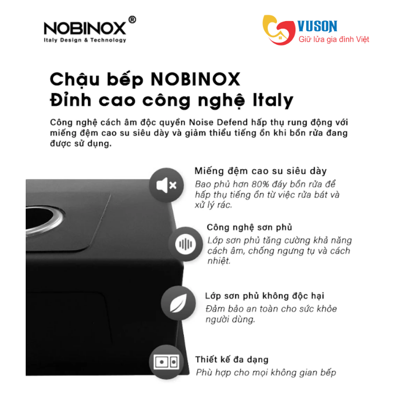 Chậu rửa bát NOBINOX LUMIA NJ558B