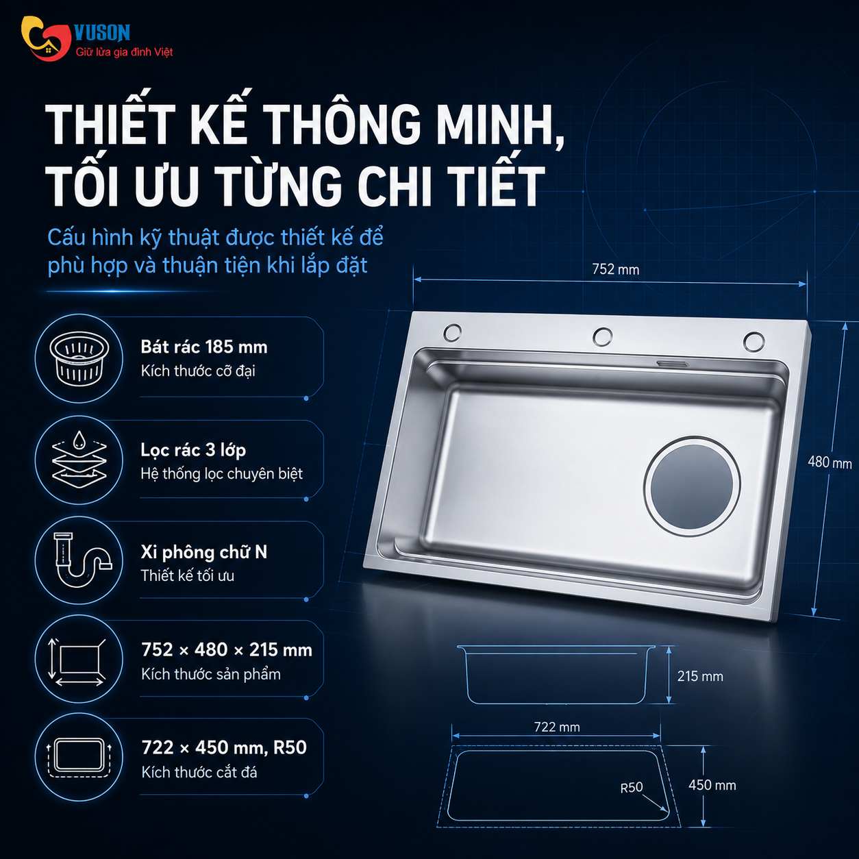 Chậu rửa bát NOBINOX LUMIA NX554