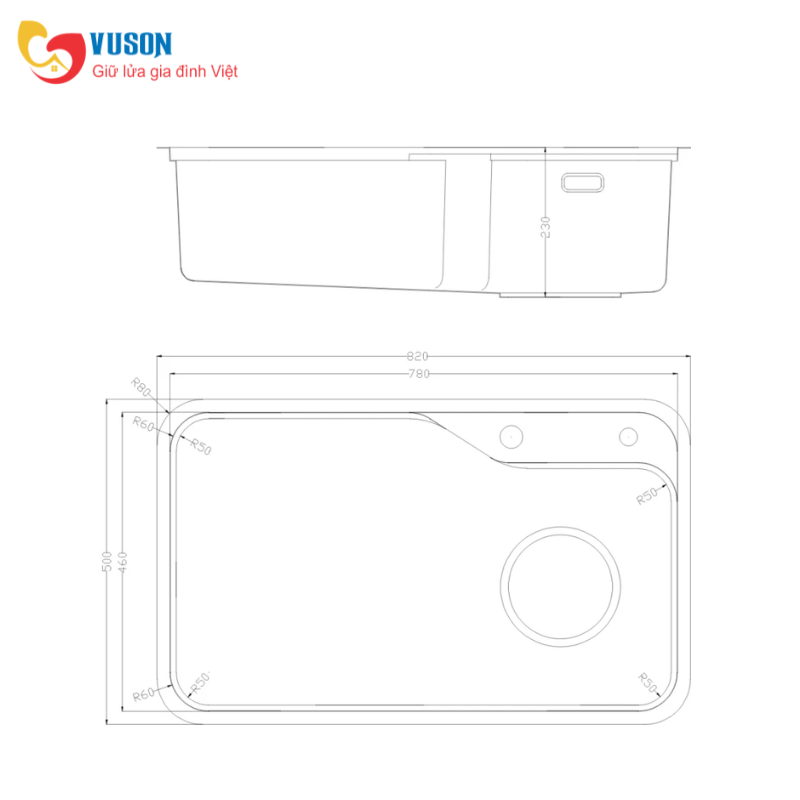 Chậu rửa bát NOBINOX MONO VA200