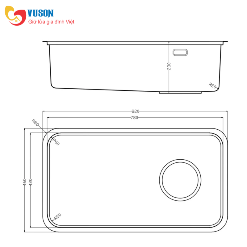 Chậu rửa bát NOBINOX MONO VA203M