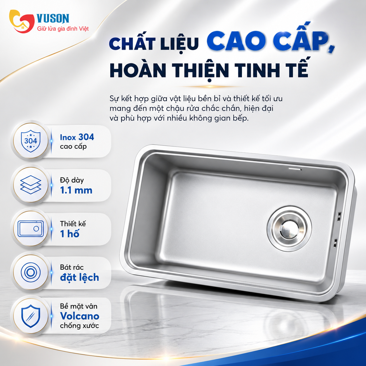 Chậu rửa bát NOBINOX MONO VA204D