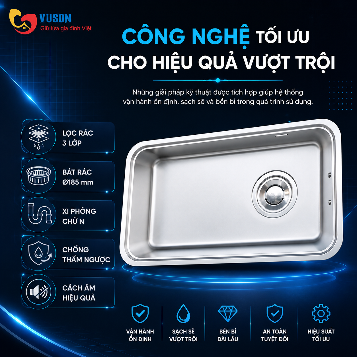 Chậu rửa bát NOBINOX MONO VA204D
