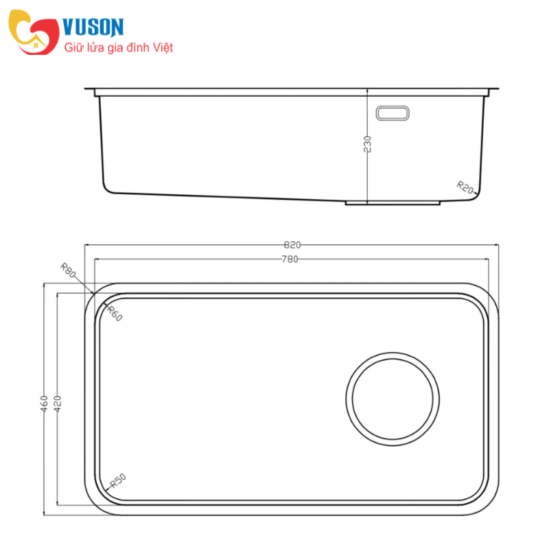 Chậu rửa bát NOBINOX MONO VA206B