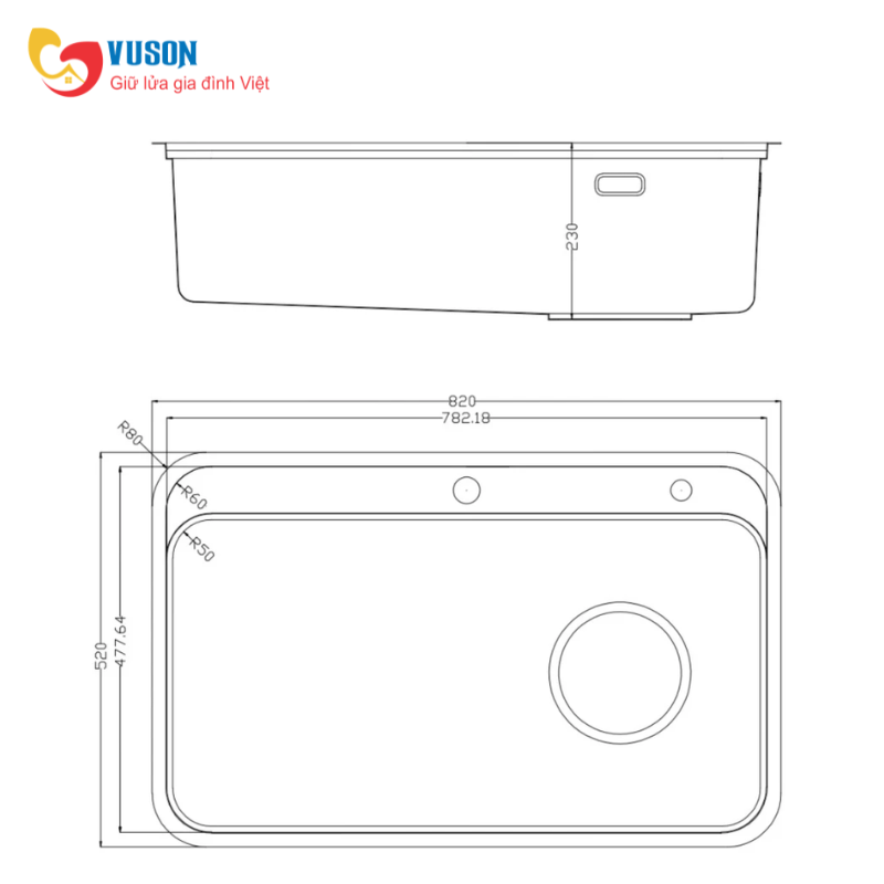 Chậu rửa bát NOBINOX MONO VA207