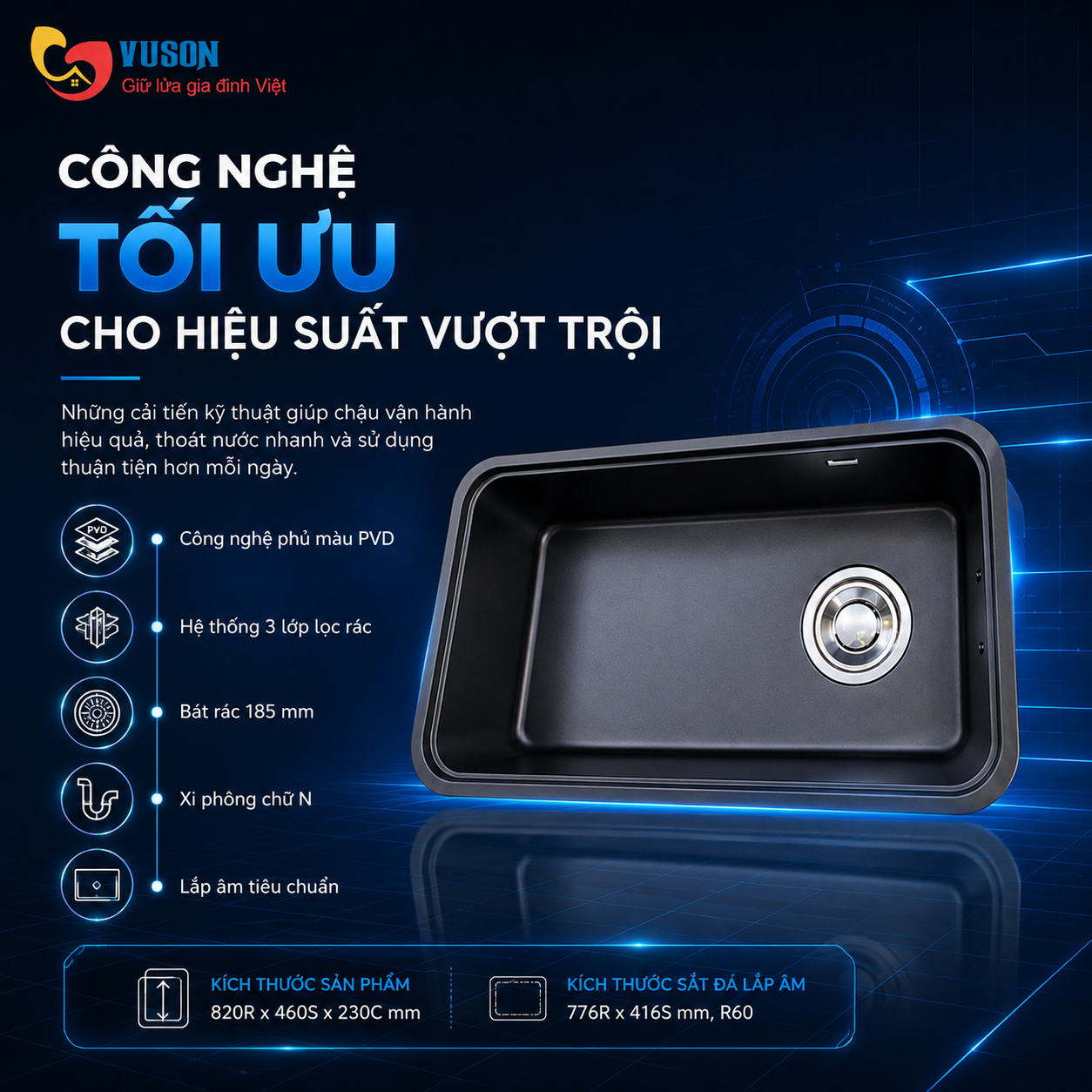 Chậu rửa bát NOBINOX NOVA A284B