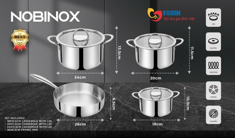 Bộ nồi chảo NOBINOX PLANUM NX800