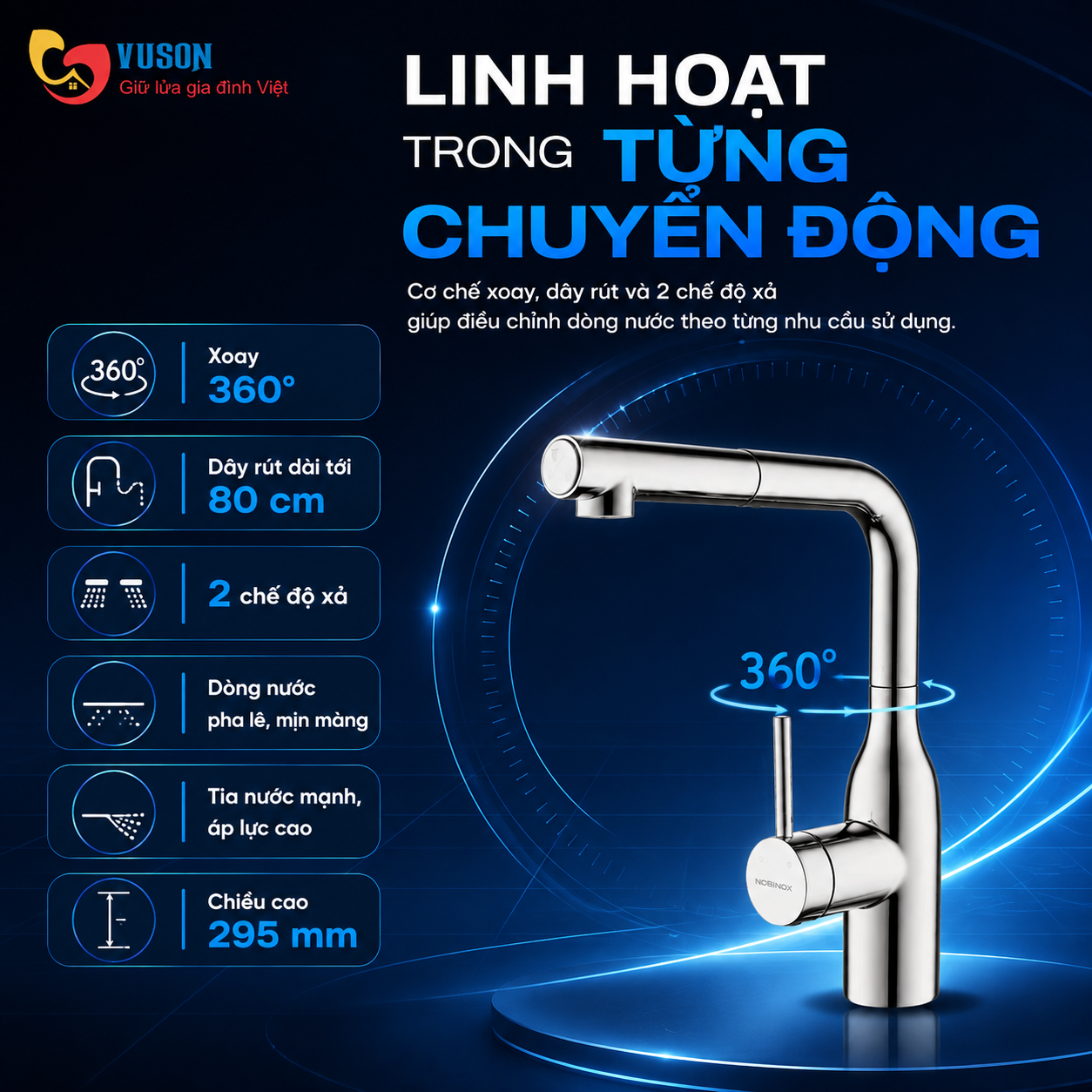 Vòi rửa bát NOBINOX AQUA VX568