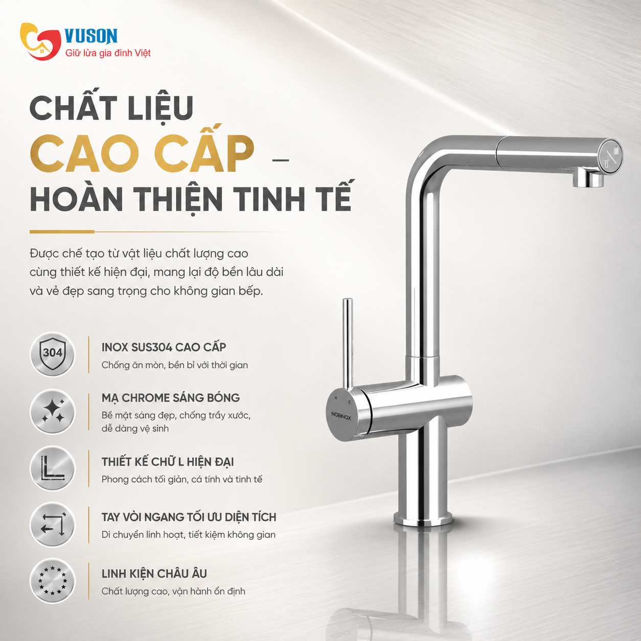 Vòi rửa bát NOBINOX BIANCO NX601