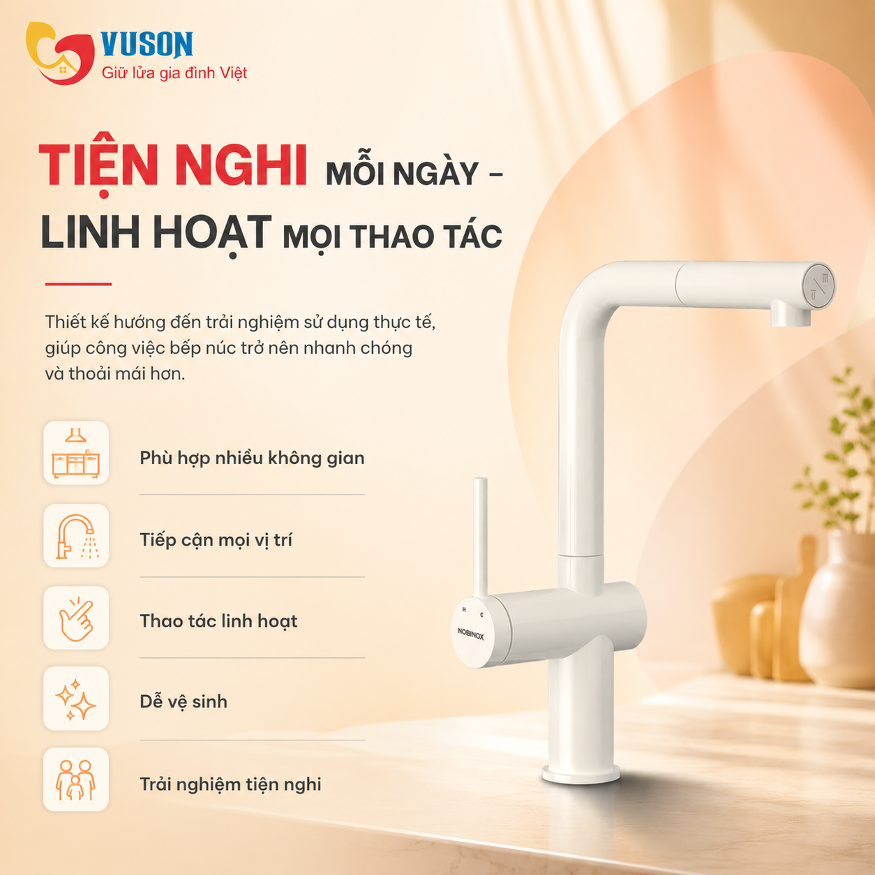 Vòi rửa bát NOBINOX BIANCO NX602