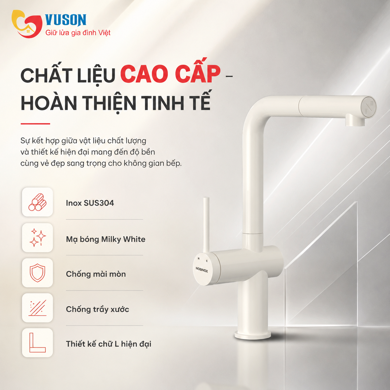 Vòi rửa bát NOBINOX BIANCO NX602