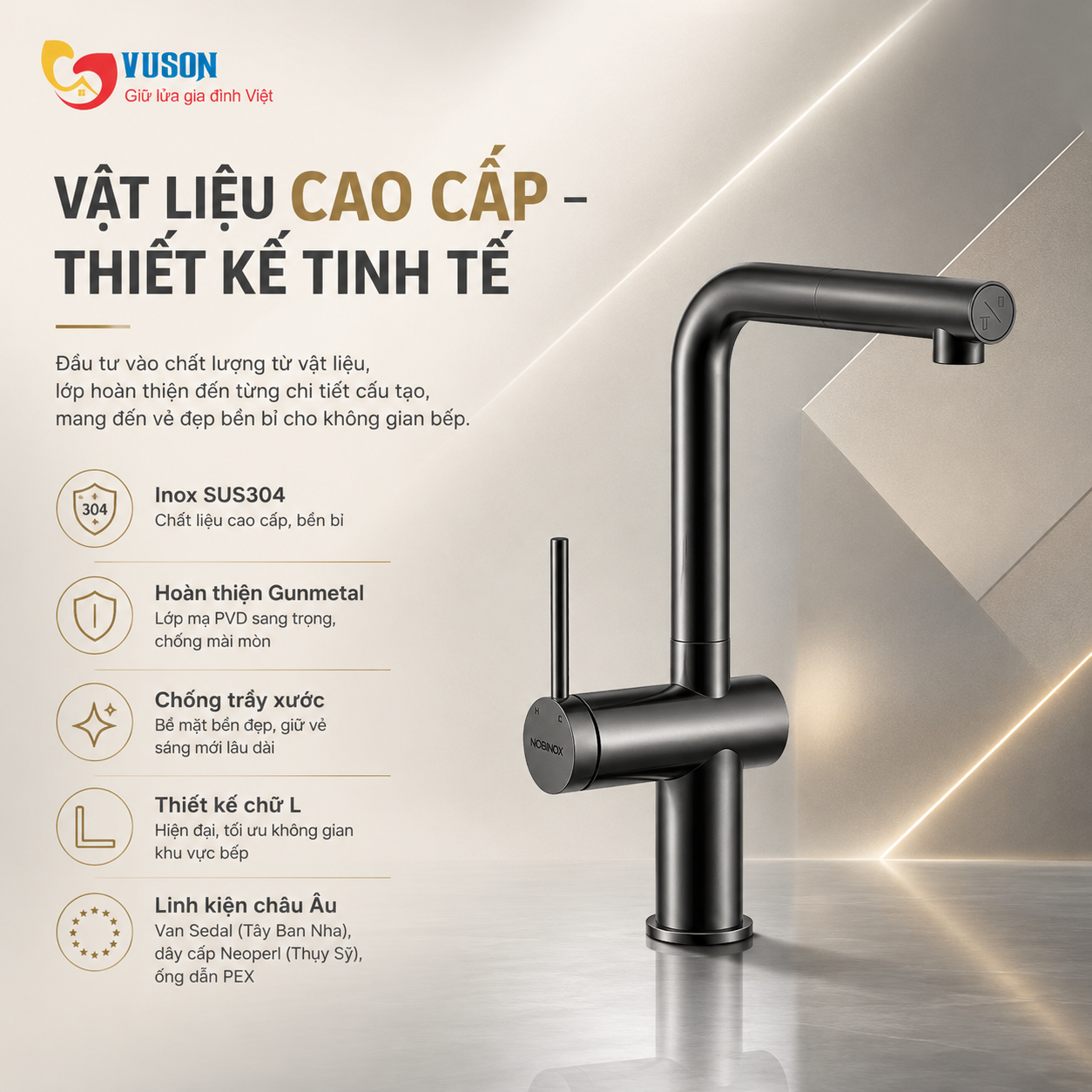 Vòi rửa bát NOBINOX BIANCO NX603