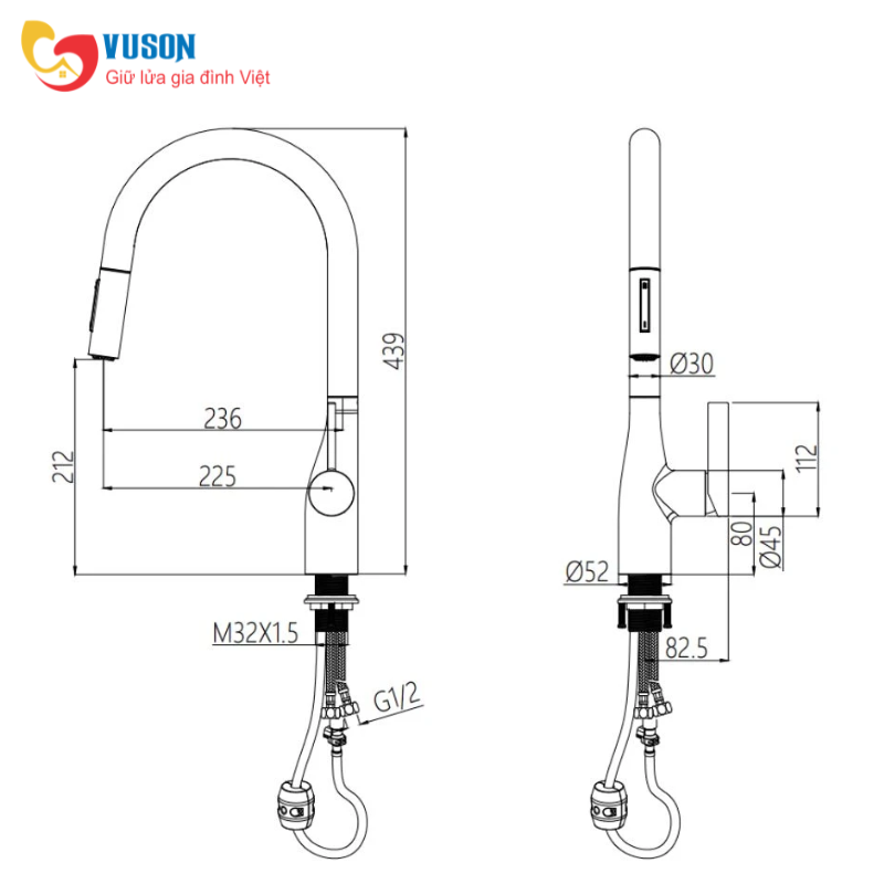 Vòi rửa bát NOBINOX JAPA NX998