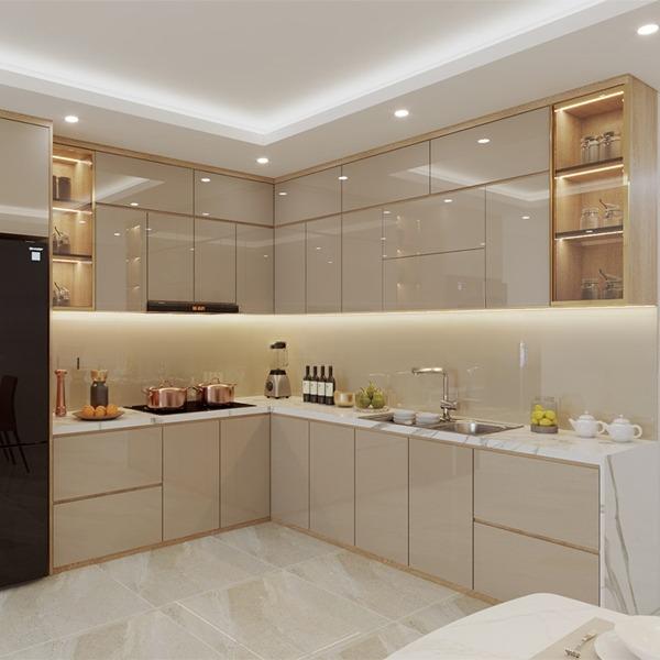 MẪU TỦ BẾP CHỮ L NHỎ GỌN PHÙ HỢP KHÔNG GIAN BẾP HẸP
