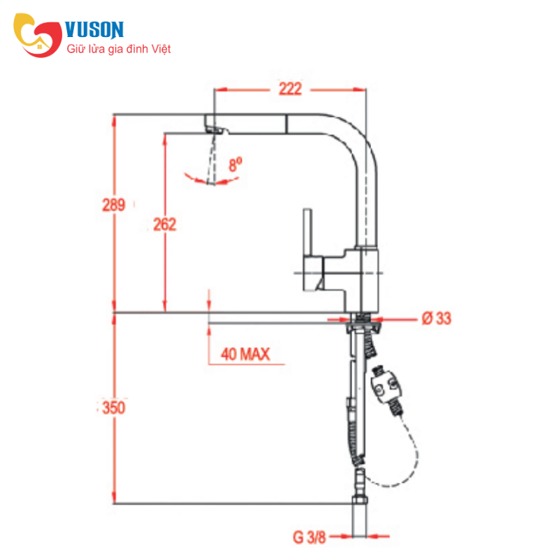 Vòi rửa Teka ARK 938 TG