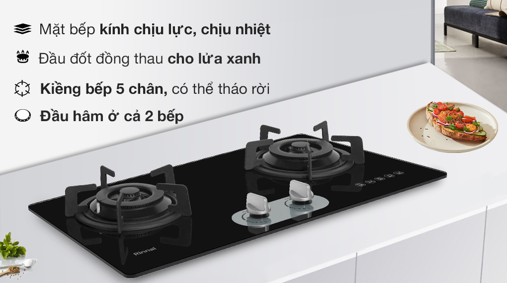 Chất liệu -  Bếp ga âm Rinnai RVB-220G(BG)