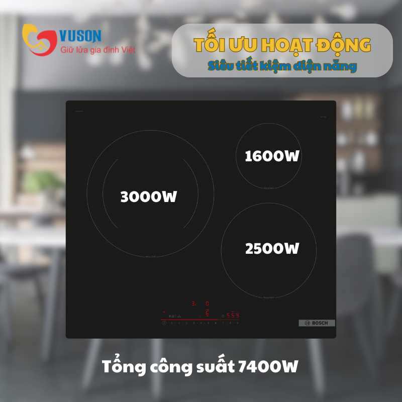 Bếp từ 3 vùng nấu Bosch PIJ61RHB1E 7400W Series 6 Model 2025
