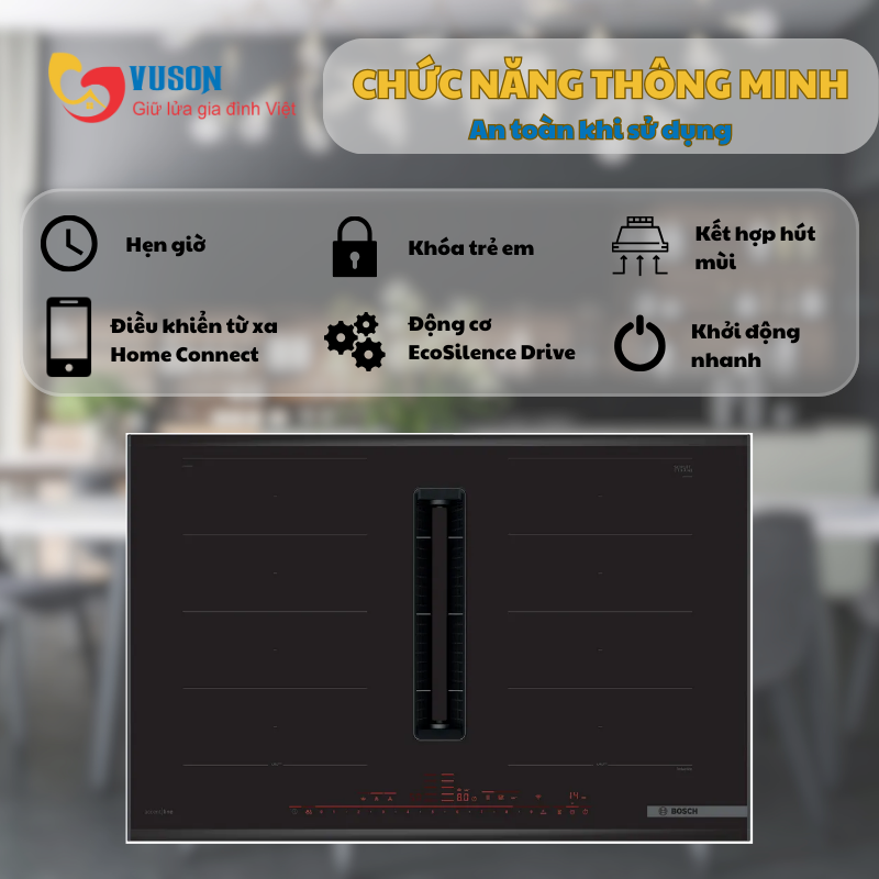 Bếp từ kết hợp hút mùi Bosch PXX895D66E Series 8