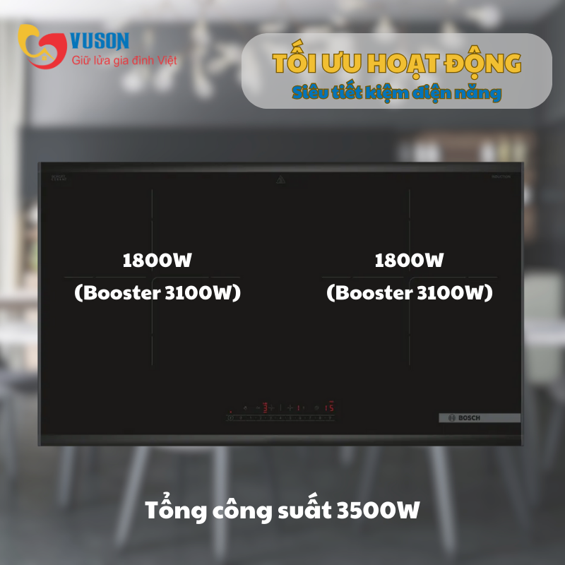 BẾP TỪ BOSCH 2 VÙNG NẤU PPI82569VN VIỀN ĐEN 3500W