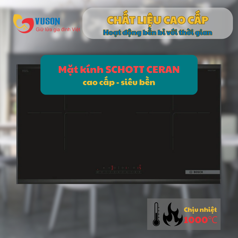 BẾP TỪ BOSCH 2 VÙNG NẤU PPI82569VN VIỀN ĐEN 3500W