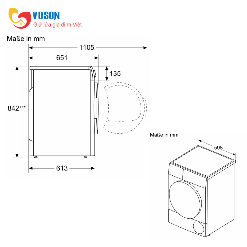 MÁY SẤY BOSCH SERIE 8 WQB246C40 HEATPUMP 9KG