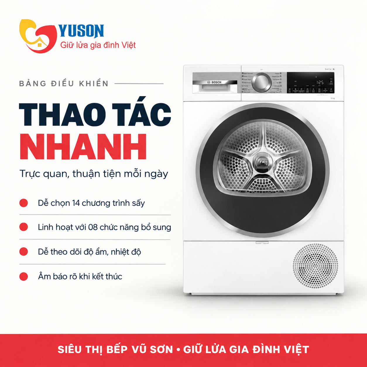 Máy sấy bơm nhiệt BOSCH WQG25302SG SERIES 6 10KG màu trắng