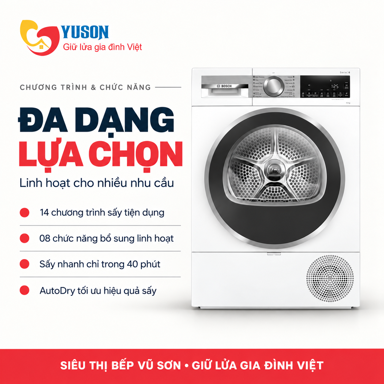 Máy sấy bơm nhiệt BOSCH WQG25302SG SERIES 6 10KG màu trắng