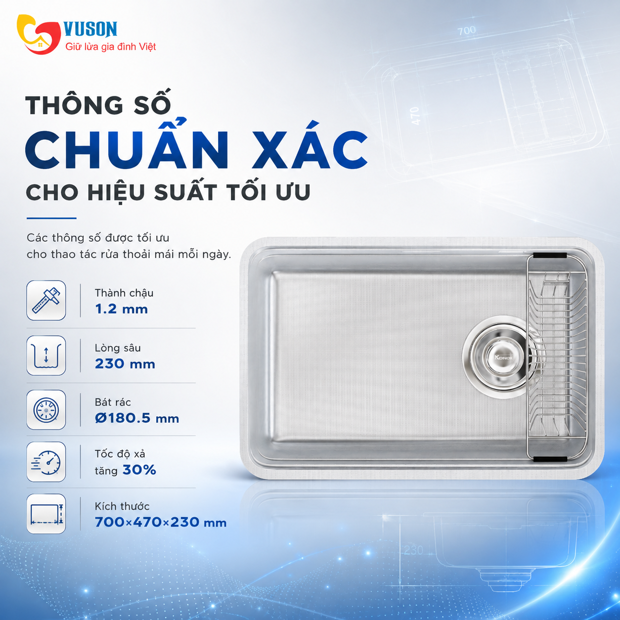 Chậu rửa bát Konox Tari Smart 7047PP