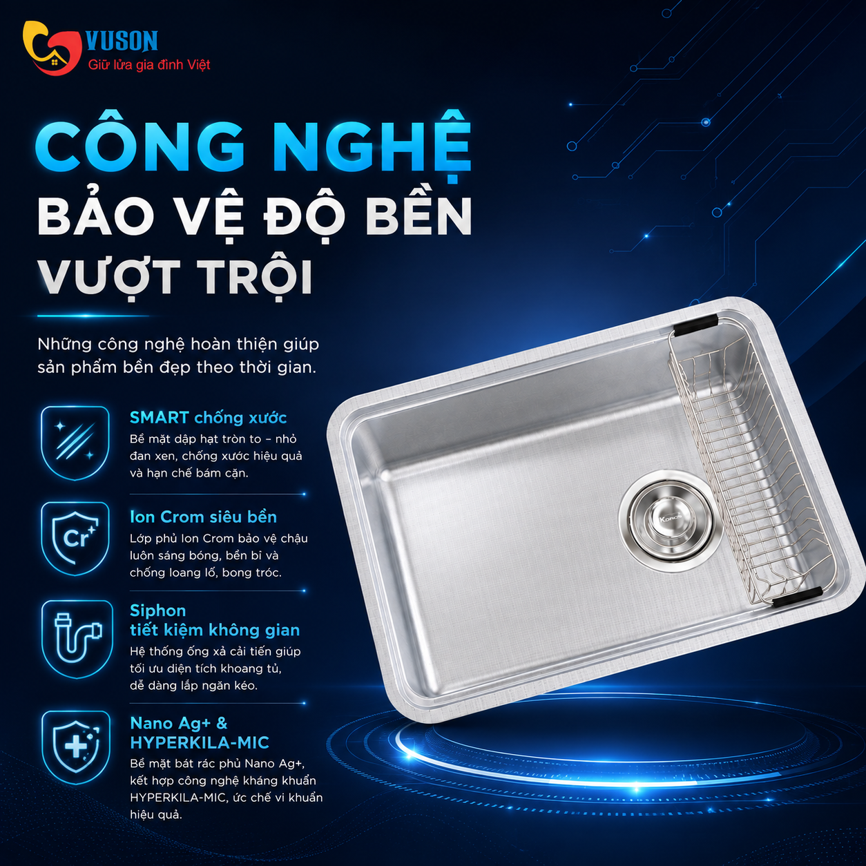 Chậu rửa bát Konox Tari Smart 7047PP
