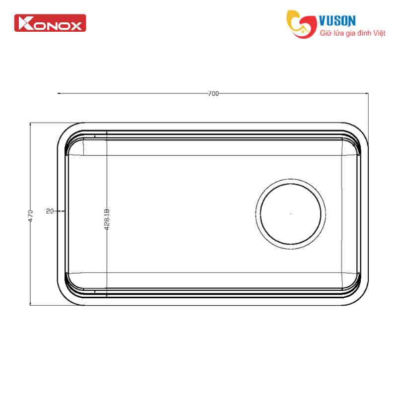 Chậu rửa bát Konox Tari Smart 7047PP