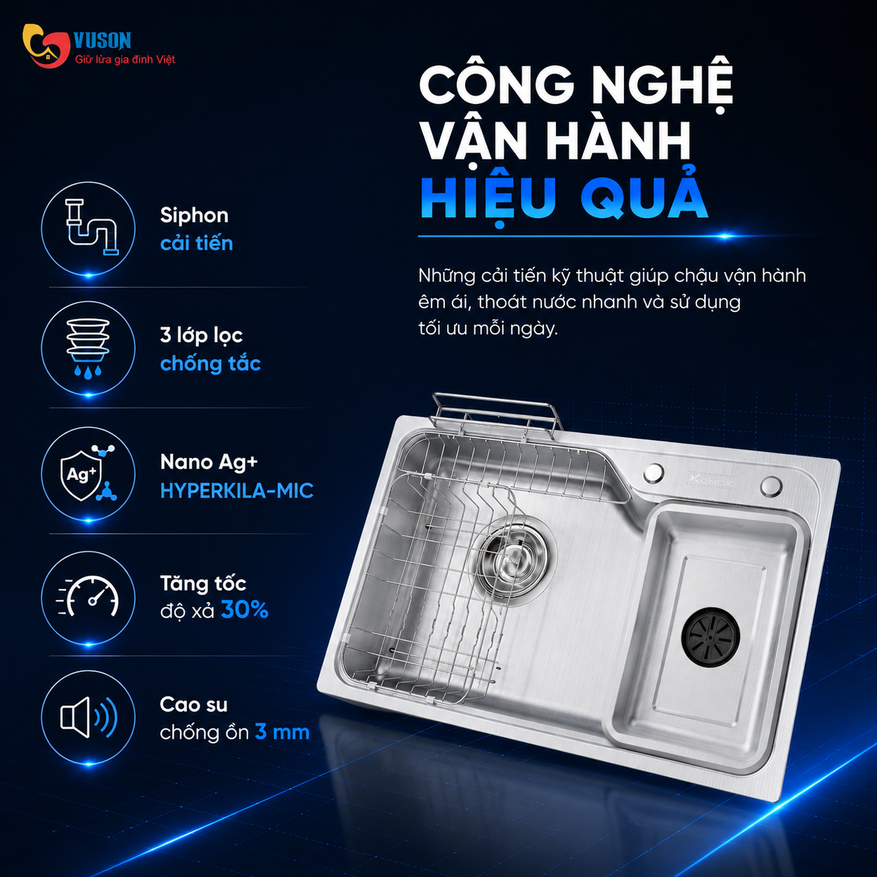 Chậu rửa bát Konox Tari Smart 8050
