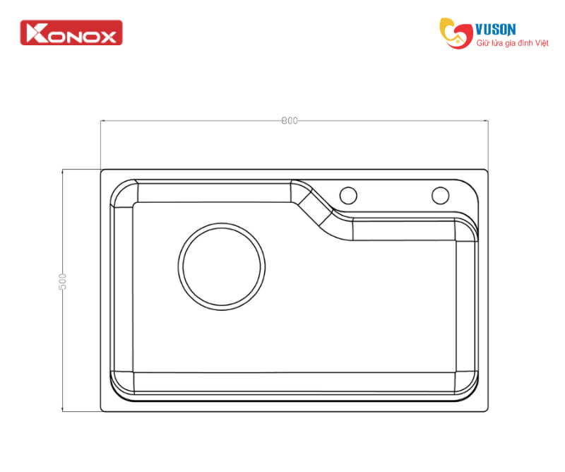 Chậu rửa bát Konox Tari Smart 8050