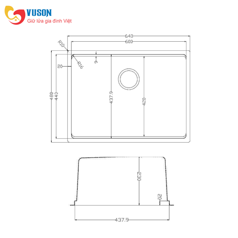 Chậu rửa bát phong cách Nhật bề mặt mịn Konox TARI 6448SM