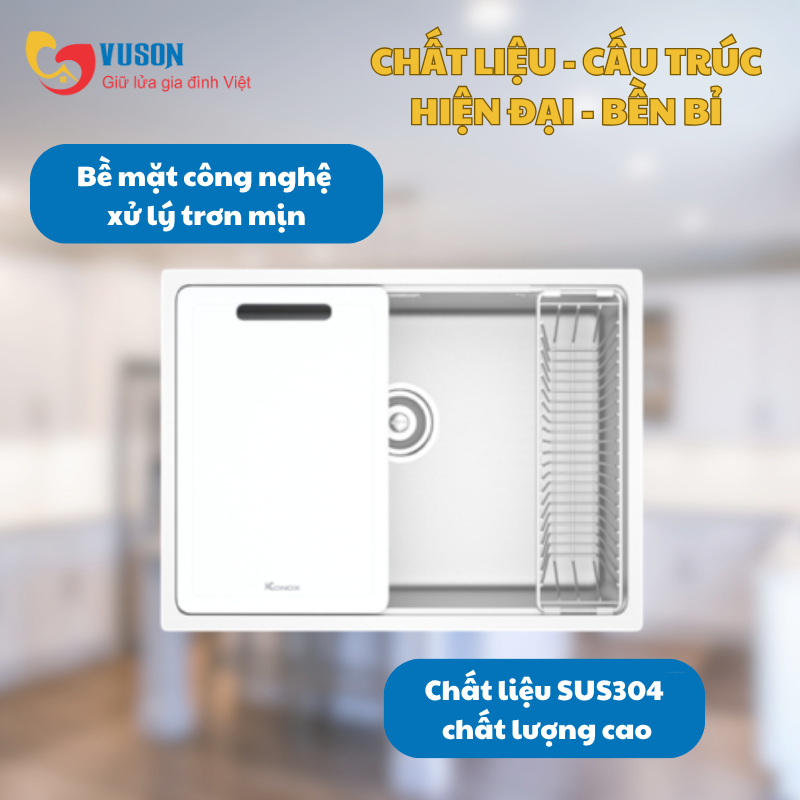 Chậu rửa bát phong cách Nhật bề mặt mịn Konox TARI 6448SM
